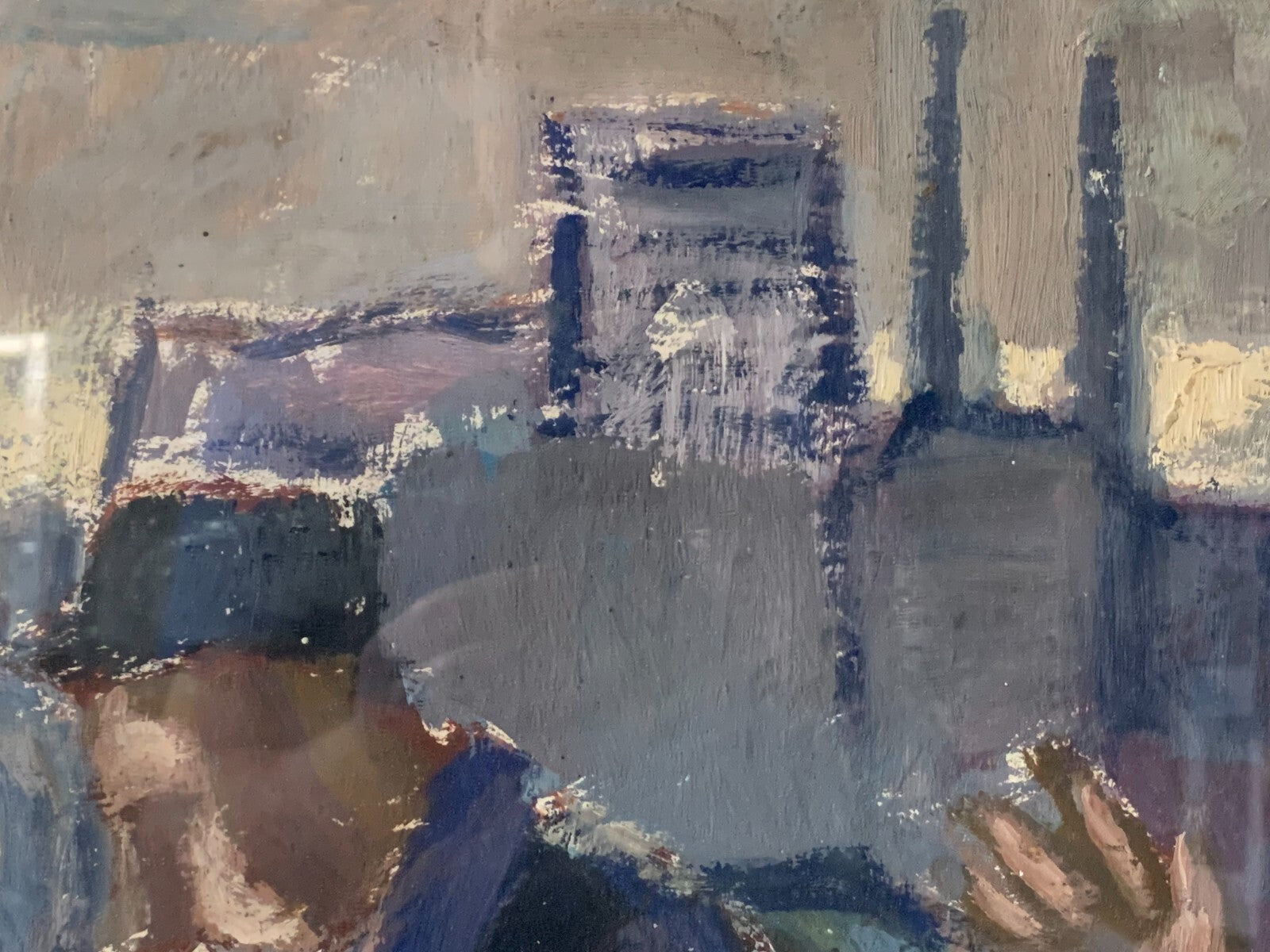 Expressionismus - Industrie Gemälde - Tempera Papier 1954 - gerahmt hinter Glas2
