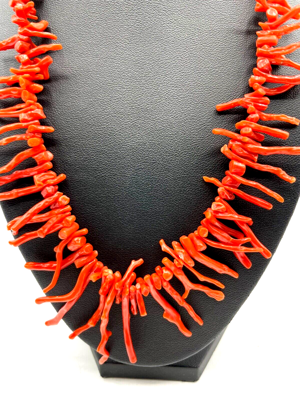 Vintage traumhafte Korallenkette Stäbchen Koralle Collier Verlauf L 52 cm B 45mm3