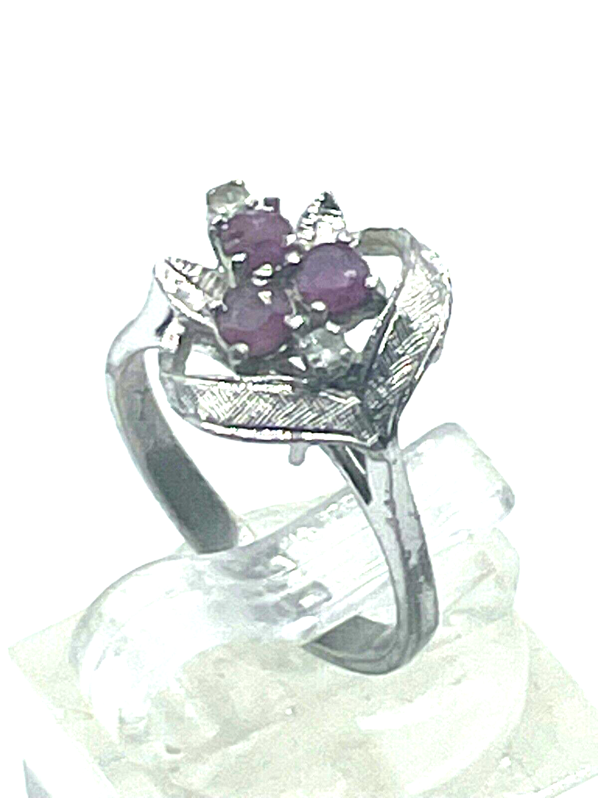 Vintage 925 Silber Ring Rubine Weißtopas Silberring elegant  Ø 16 mm RG 505