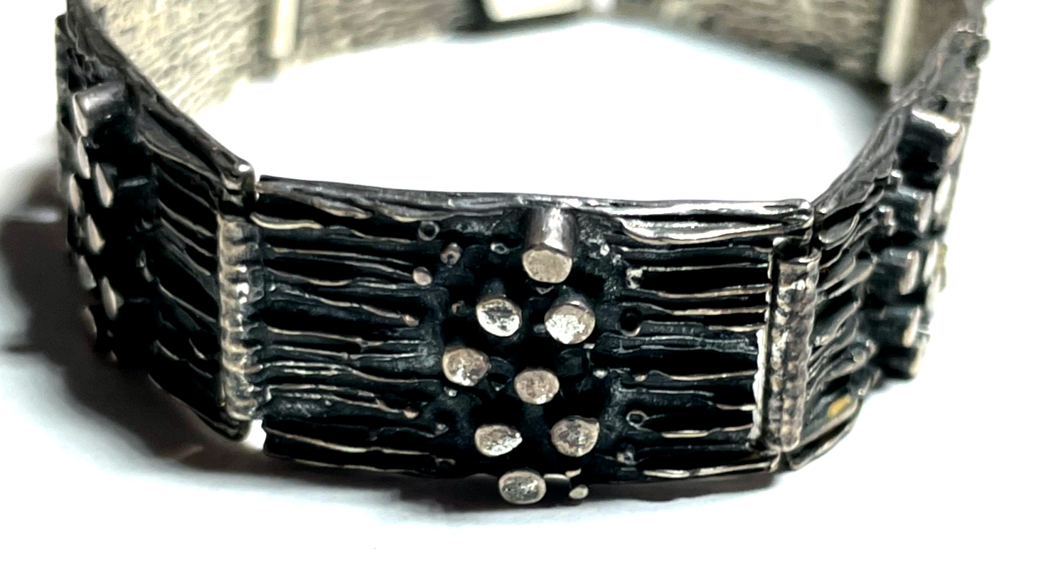Vintage geschmiedetes 835 Teka Brutalist Armband unisex L 19 cm B 16 mm gepflegt10