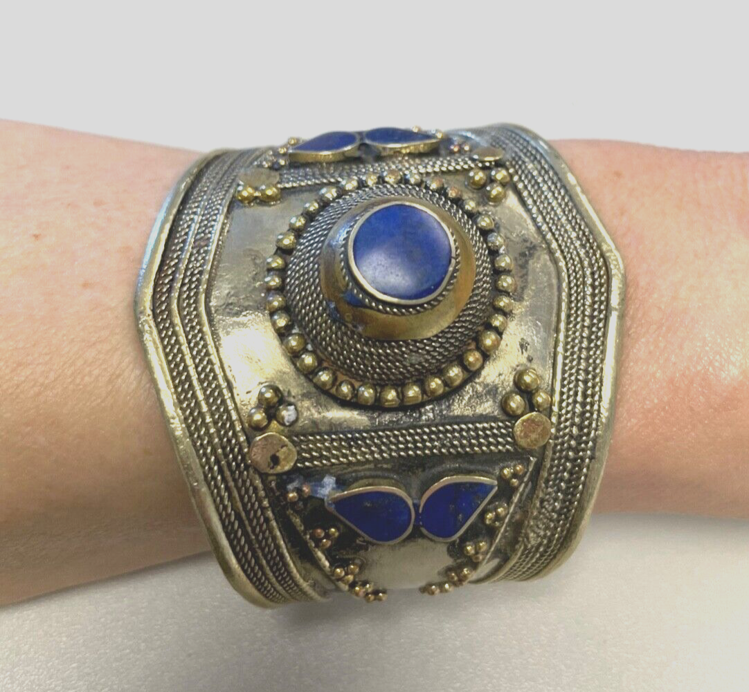 Stattlicher vintage Tuareg Berber Schmuck Armreif Armspange Lapislazuli unisex8