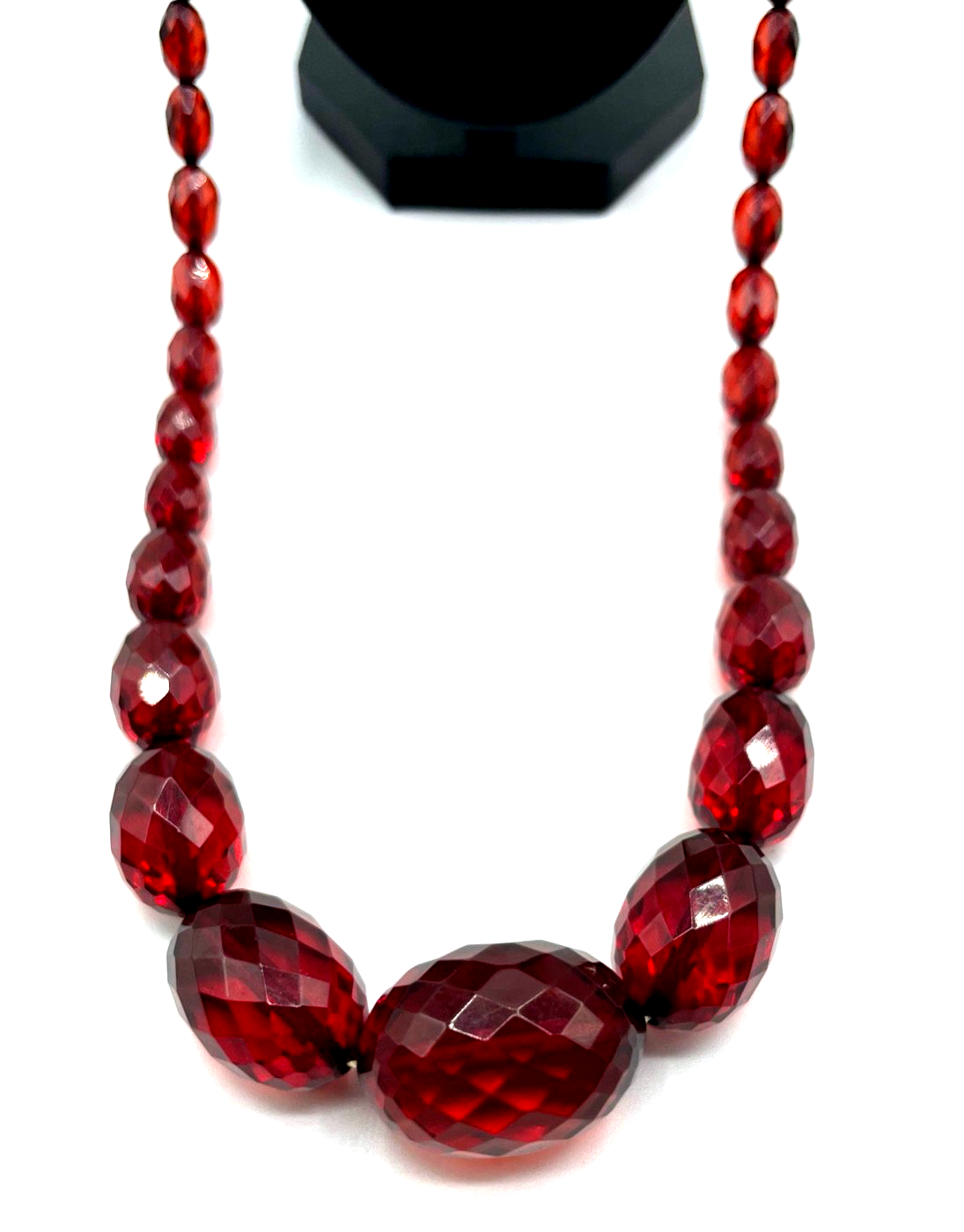 Antik Flapper Cherry Amber Bernstein Kette Oliven im Verlauf facettiert L 94 cm1