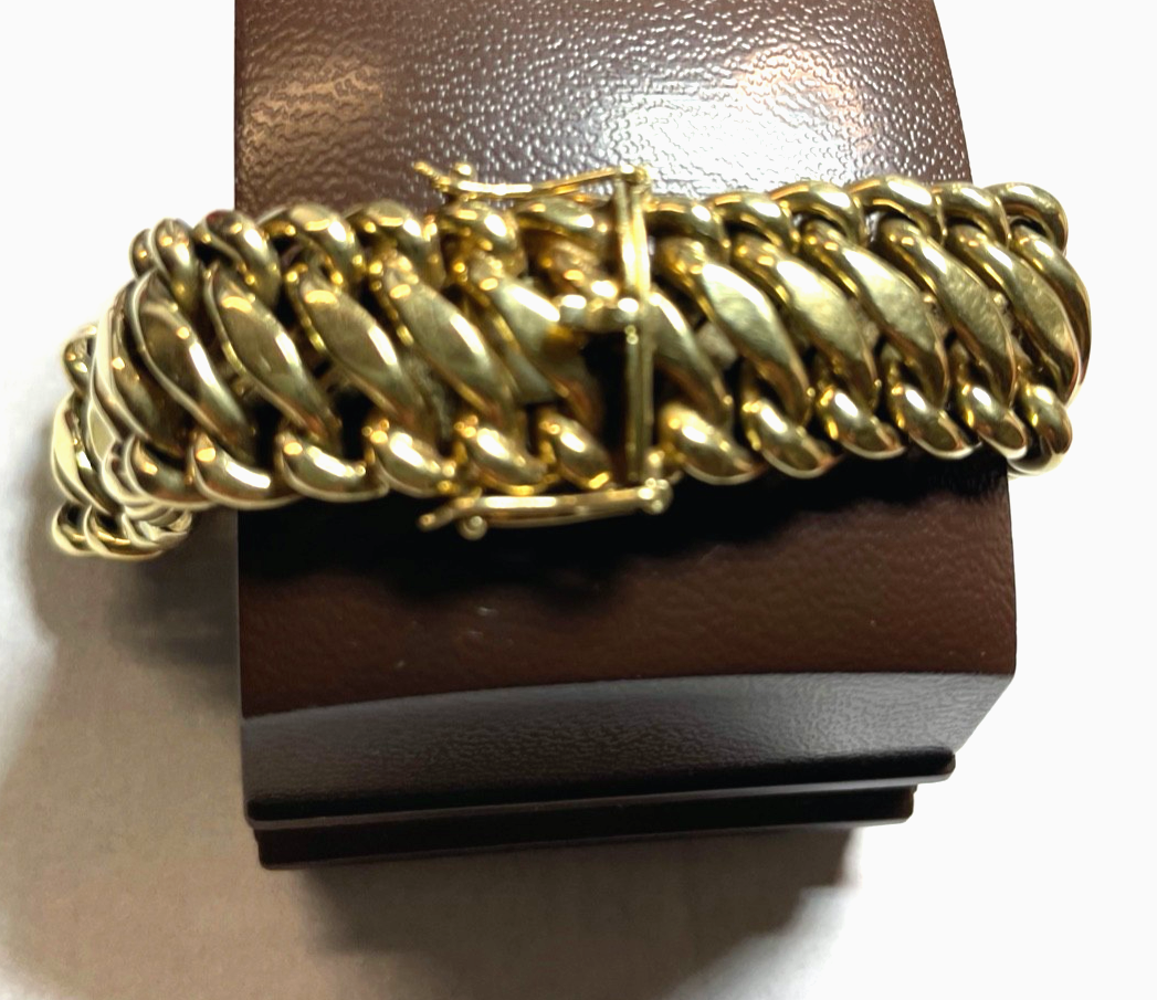 Klassisch 585 Gold 14 K Gold stattliches Armband L 20 cm B 15 mm 33 Gr. Juwelier1