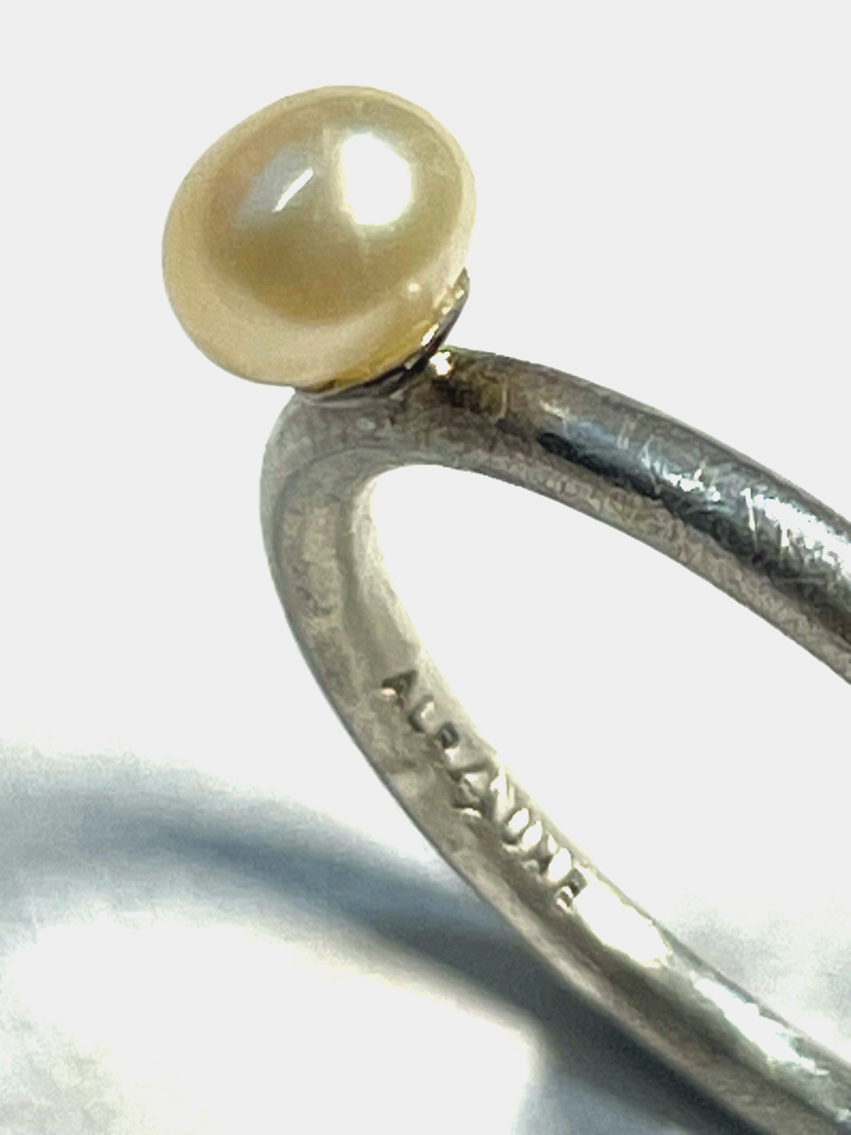 Alraune Design 925 Silber Ring mit SWZ Perle RG 55 Ø 17,5 mm Silberring gepflegt0