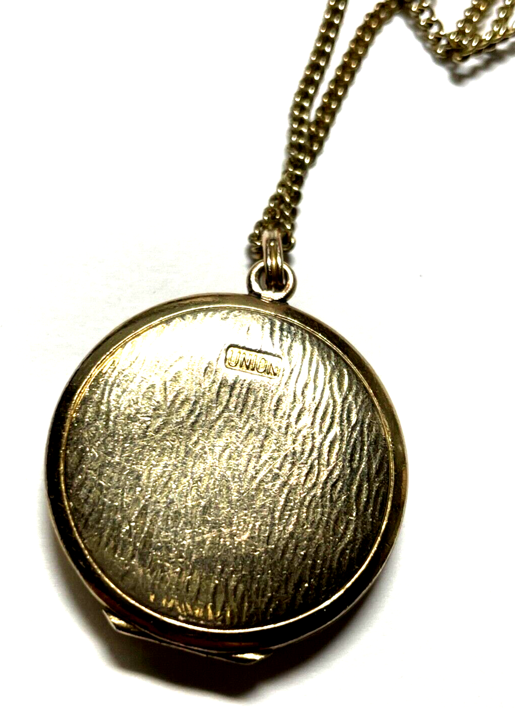 Antik Medaillon Anhänger Golddouble Farbsteine + Kette um 1900 Edelweiß Inlay2