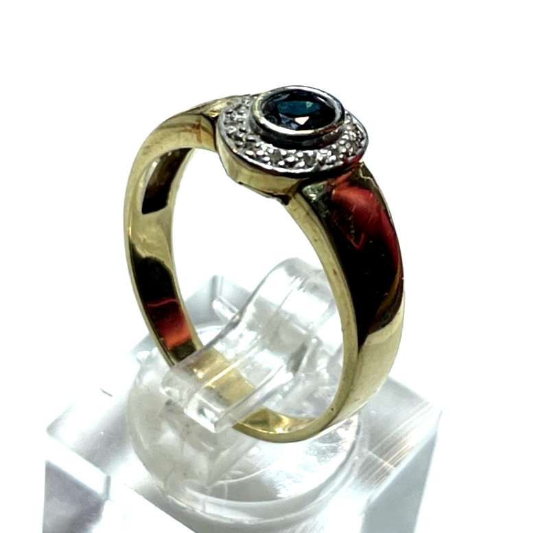 585 Gold 14 K Ring Saphir Diamant Halo Ø 18,5 mm RG 58 Juwelier Qualität gepfl.9