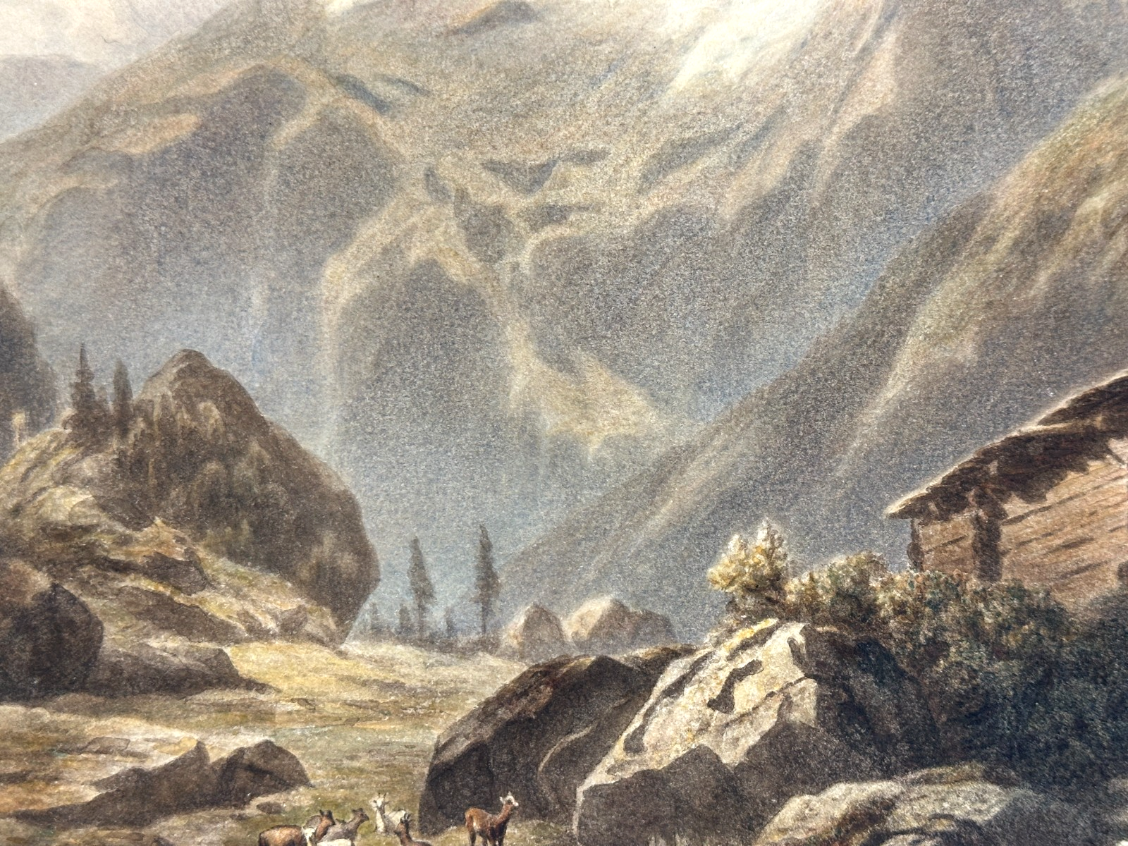 Willem Jan van den Berghe – Meisterlich aquarellierte Alpenlandschaft mit Vieh2