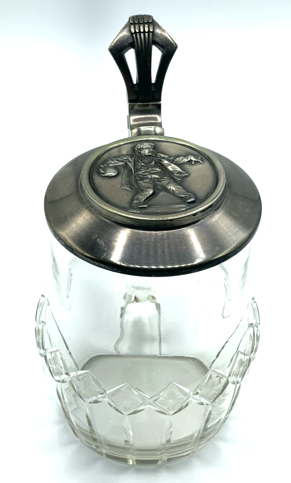 Gepflegter Jugendstil WMF Glaskrug Deckel Britannia versilbert Bierkrug 0,4Ltr.0