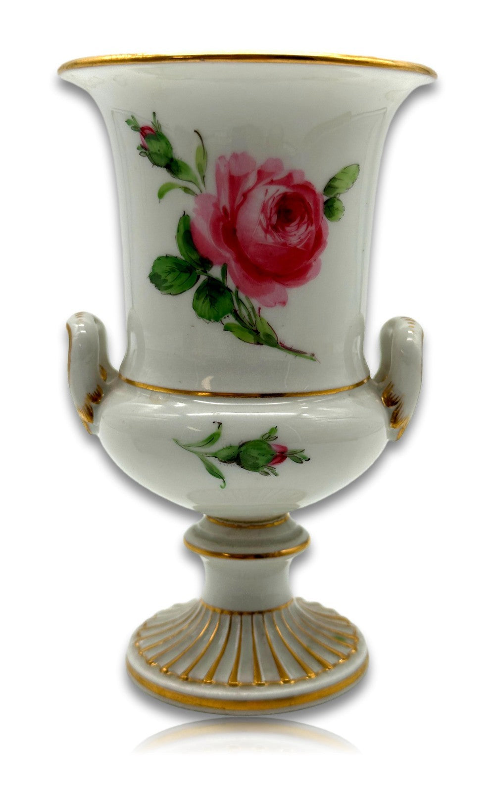 Antike Meissen Amphorenvase um 1900 – Handbemalt mit Rosen & Goldstaffage4