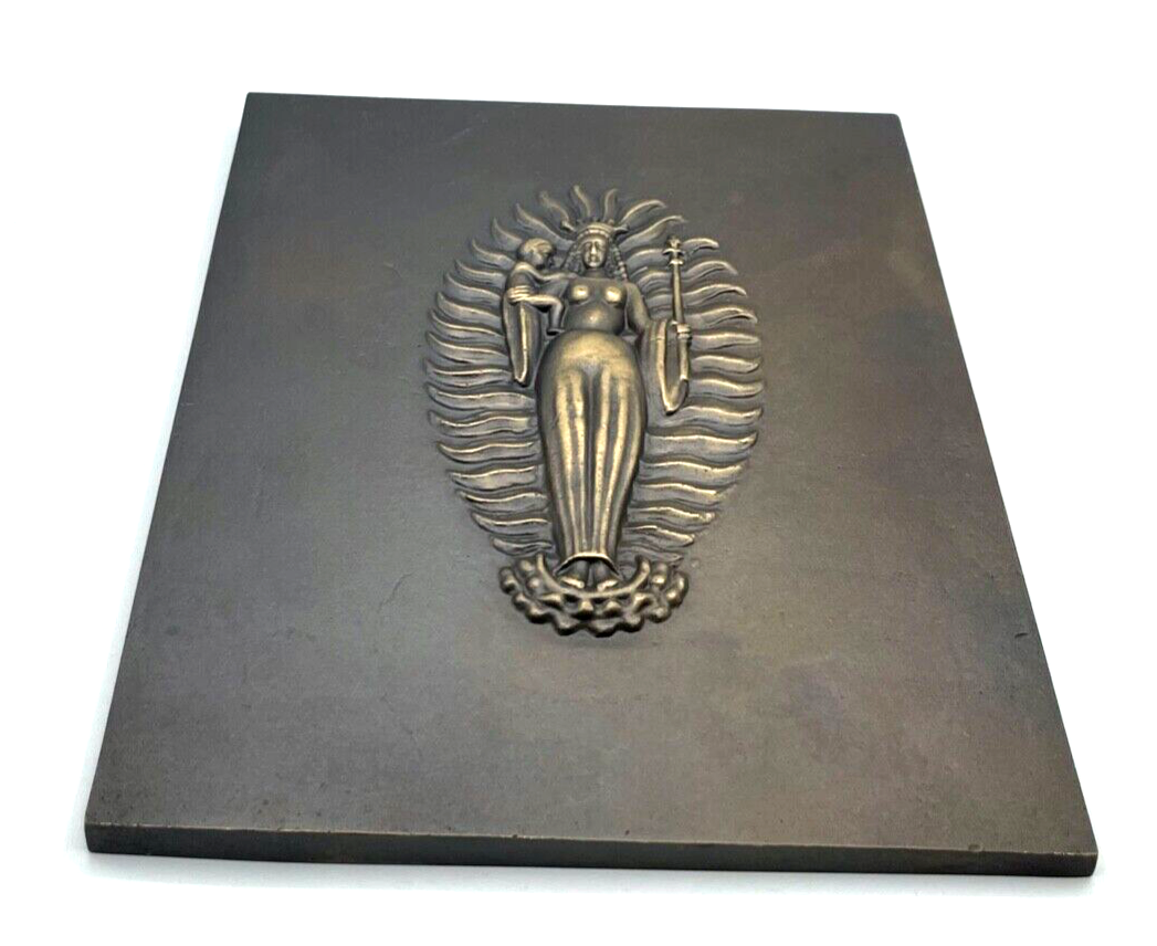 Attraktive Künstler Bronze Relief Tafel Maria Jesuskind Bronzetafel 26,5 x 22 cm3