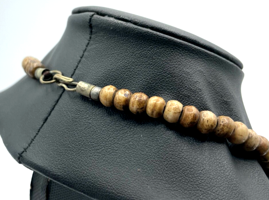 Vintage attraktive Ethno Horn Kette Collier Handarbeit sehr gepflegt L 55 cm2
