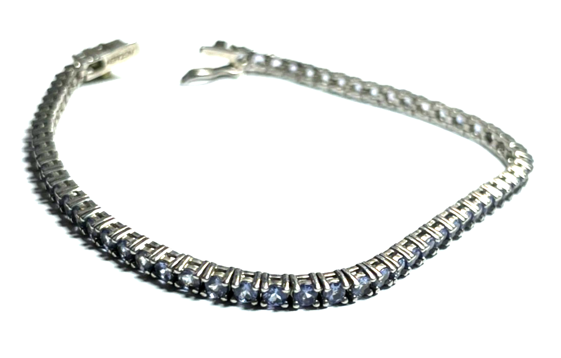 925 Silber Harry Ivens Tennisarmband mit Tansanit L 18 cm B 3 mm sehr gepflegt1
