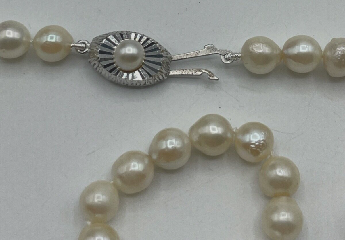 Perlenkette 925 Silber JKa Schliesse Perlen leicht barock Juwelier 46,5 cm gepfl5