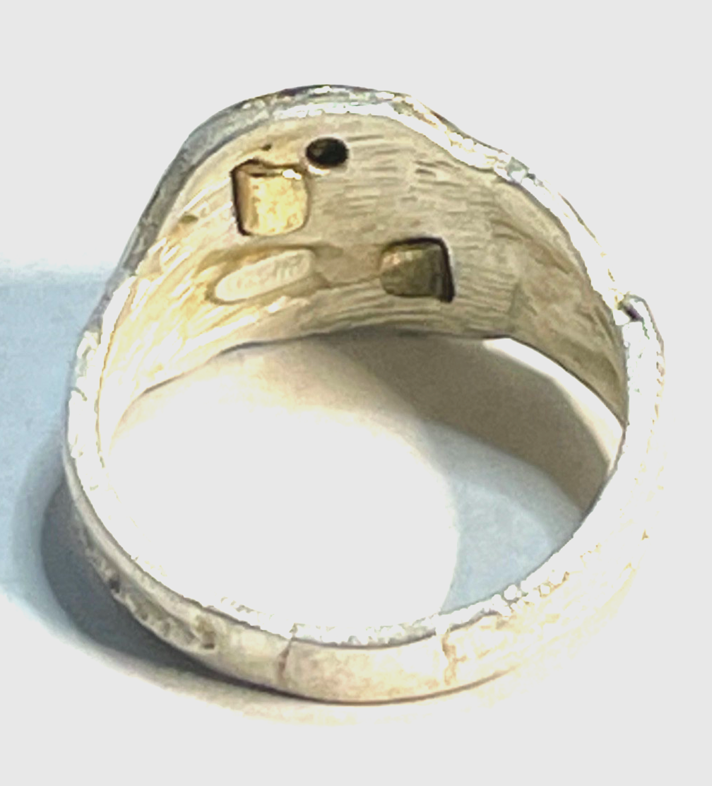 Solider 925 MP Silber Ring Ø 18,1 mm RG 57  Bandring teilvergoldet Handarbeit3