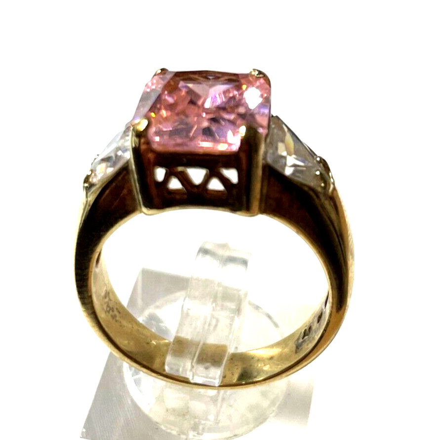 Statement 925 Silber vergoldet Silberring üppige Zirkonia Pink Ø 19 mm RG 6011