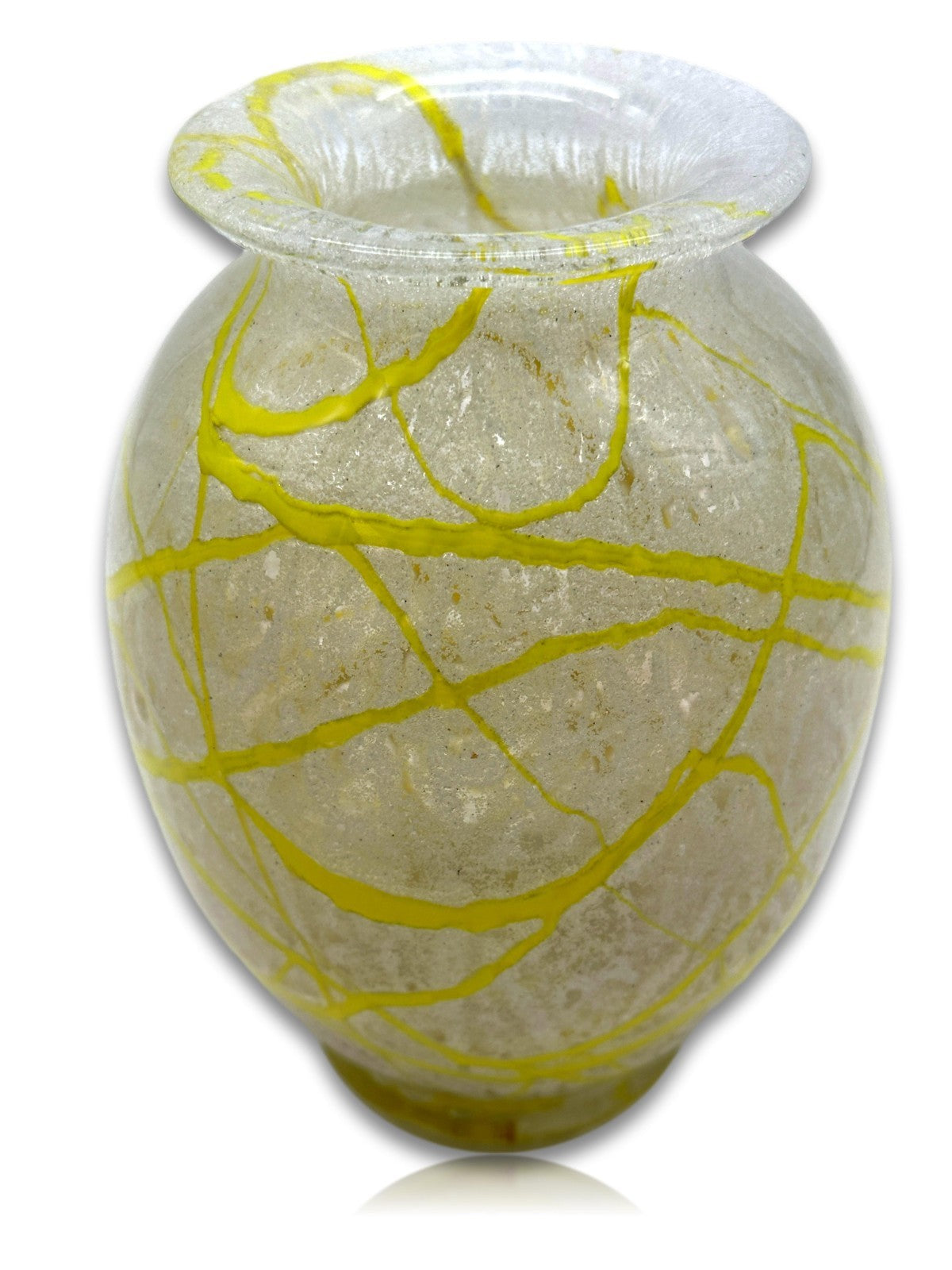 LOETZ um 1960 - Handgeformt - satiniertes Glas mit aufgelegtem Faden in Gelb2