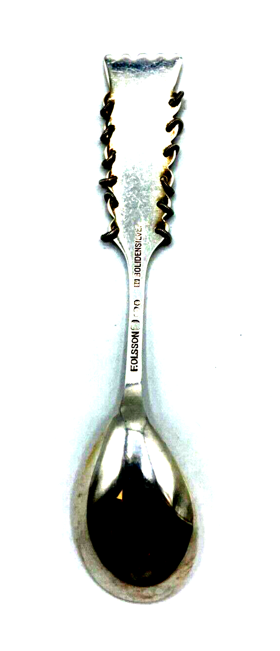 Vintage Fritz Olsson Löffel Silber Bolidensilver Samen Motiv Silver Spoon Sweden2