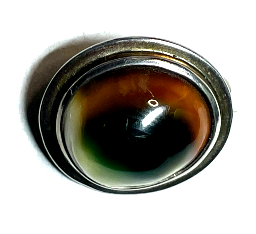 Vintage Rarität Operculum Augenachat Brosche Anstecknadel in Silber Nr. 2 gepfl.4