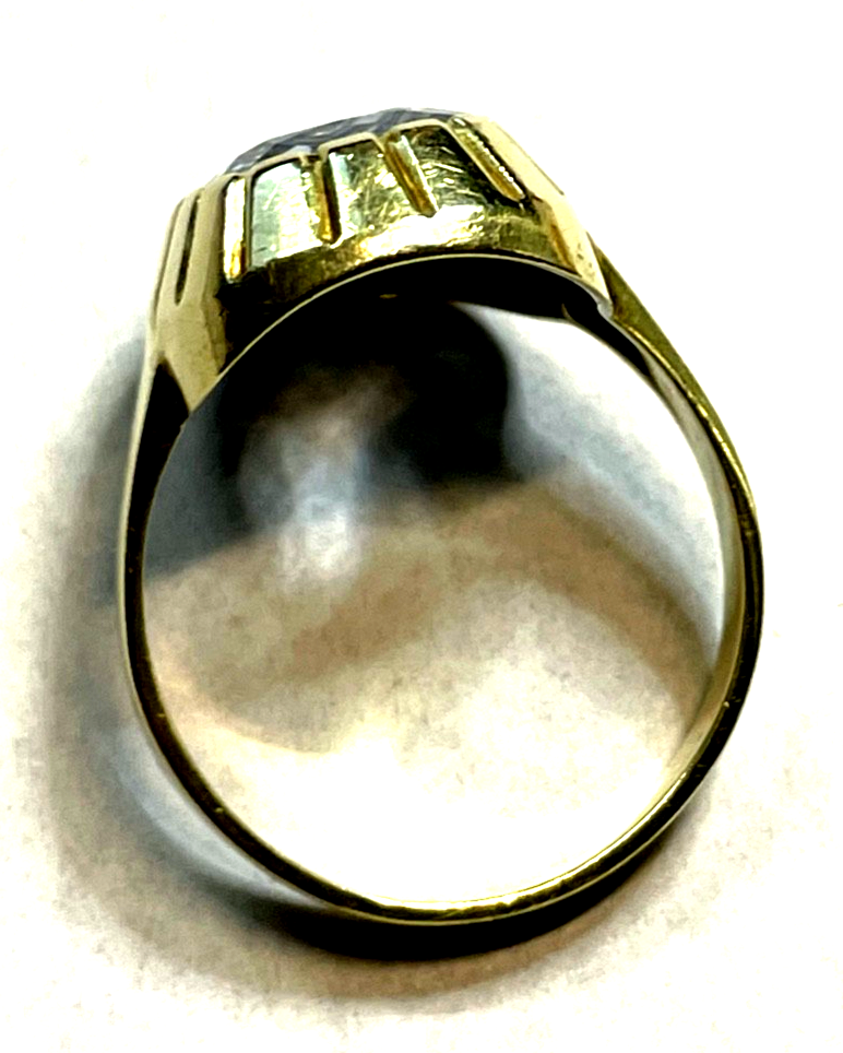 Massiver 585 Gold 14 K Ring Aquamarin Kissen Ø 17,5 mm RG 55 Juwelier sehr gepfl7
