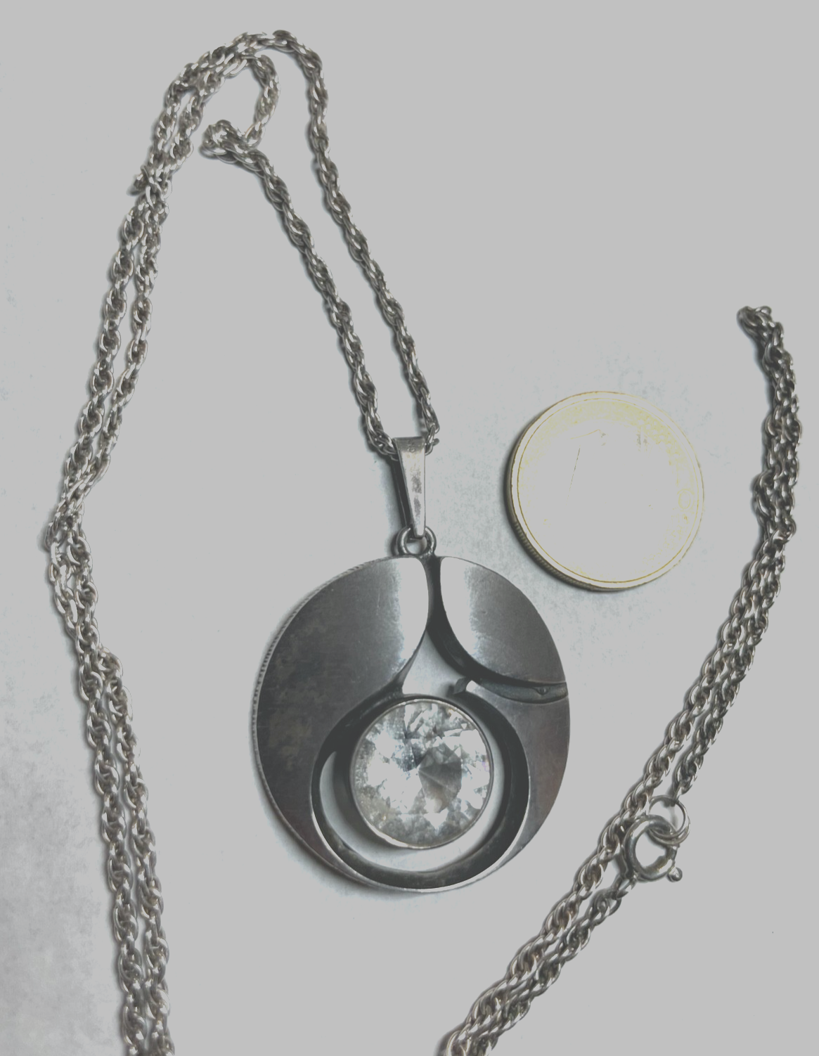 Vintage Sten & Laine Finnland 925 Silber + Bergkristall großer Anhänger gepflegt1