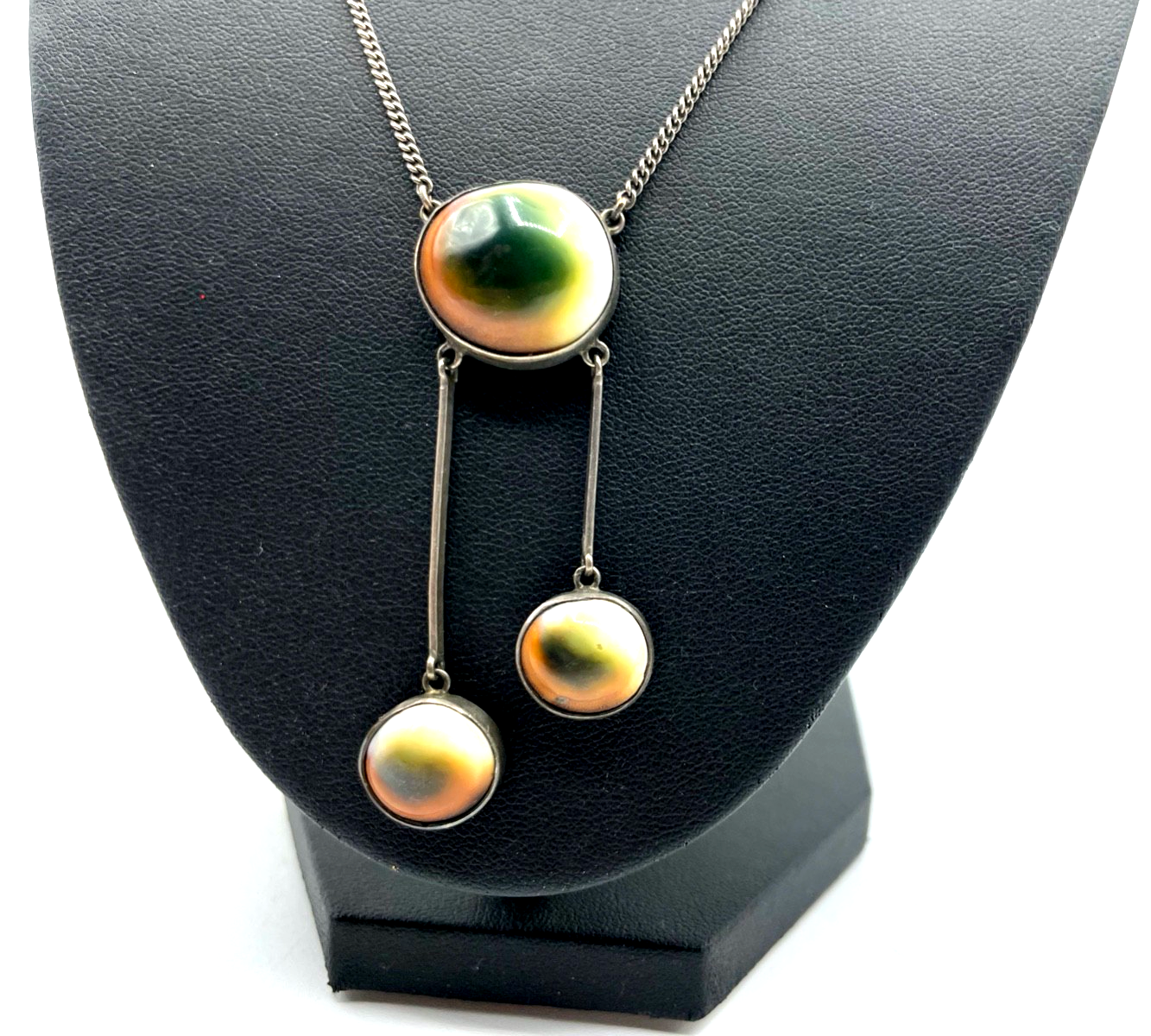 Vintage Rarität Operculum Augenachat Collier Halskette 835 Silber sehr gepflegt2