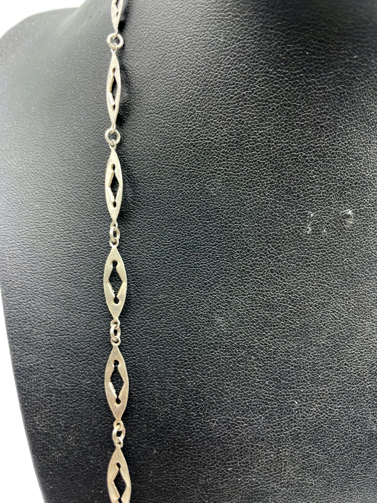 Vintage 68 cm lange 925 Silber Halskette mit beweglichen Dekor Gliedern B 6 mm1
