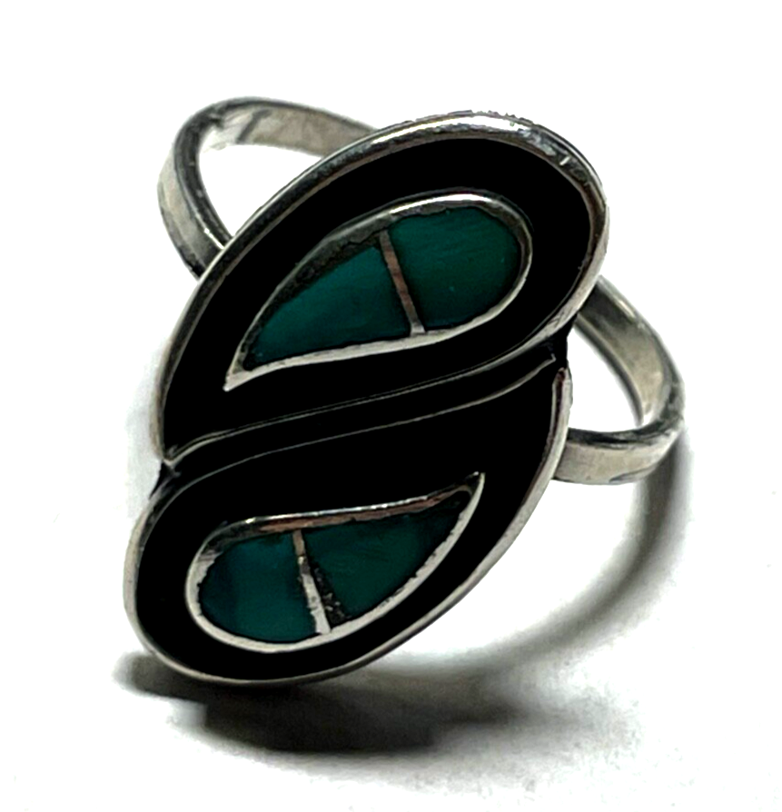 925 Sterling Silber Ring Indianerschmuck Türkis Navajo Handarbeit RG 537