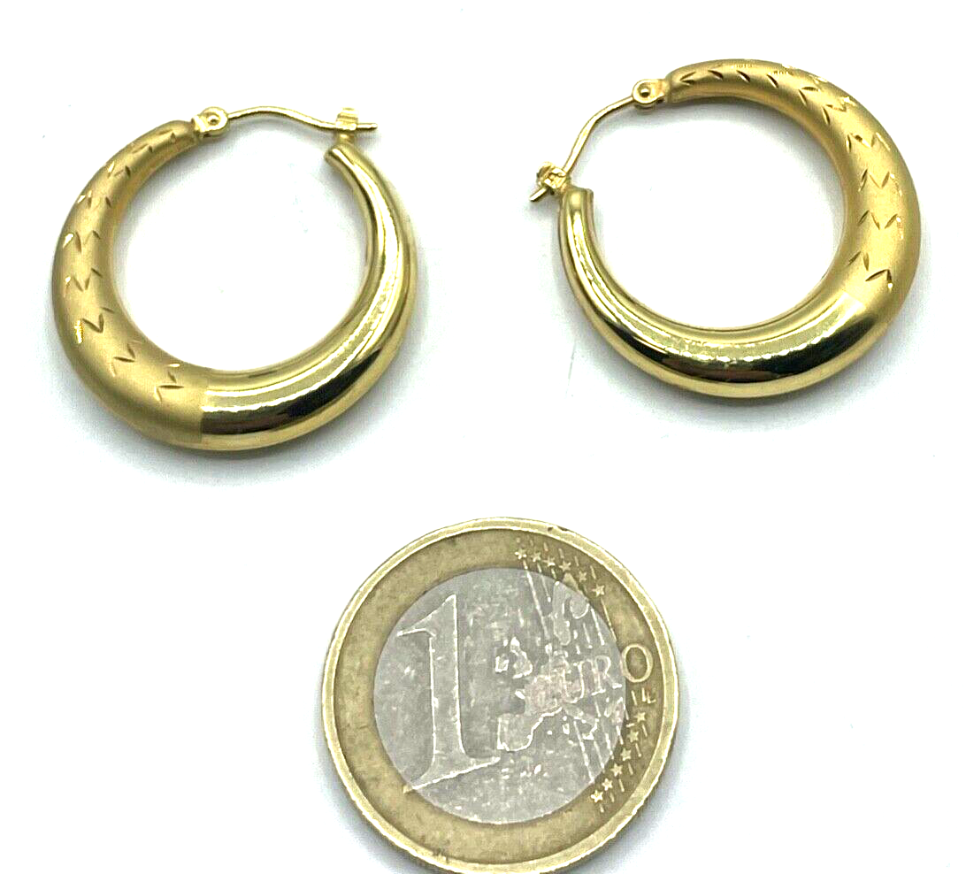 375 Gold 9 K Ohrringe Creolen 2 seitig tragbar Ø 25 mm B 5 mm Juwelier gepflegt5