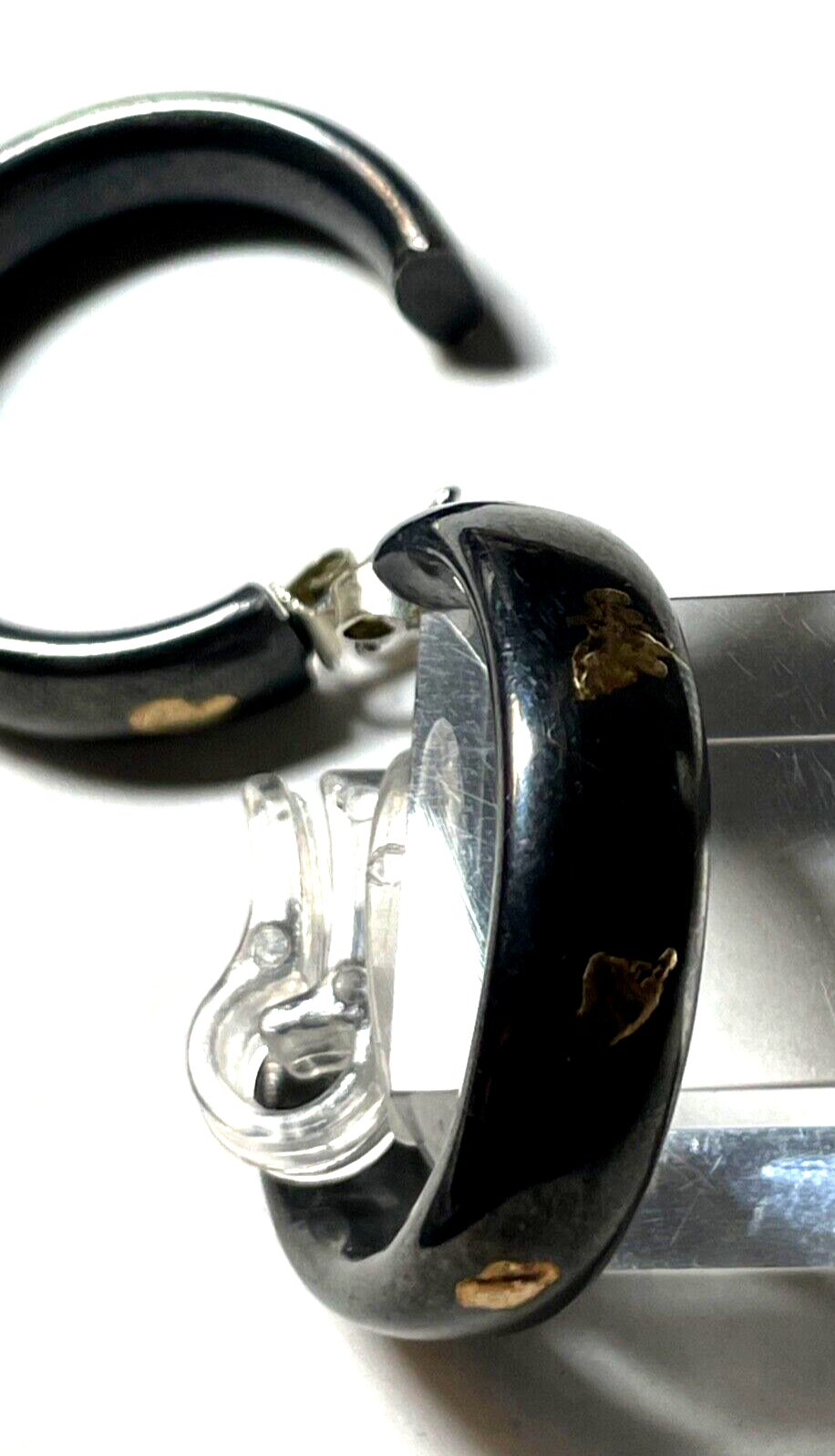 Massive stattliche 925 Silber Creolen Ohrringe geschwärzt Echtgold Dekor Ø 3 cm5