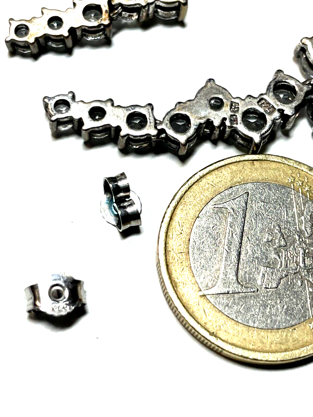 Festliche 925 Silber Ohrringe Ohrhänger Zirkonia solide Handarbeit L 43 mm B 127