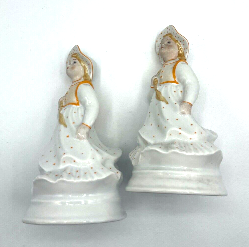 2 x vintage Porzellan Figur Mädchen mit langem Zopf  H 16 cm hübsche Dekoration4