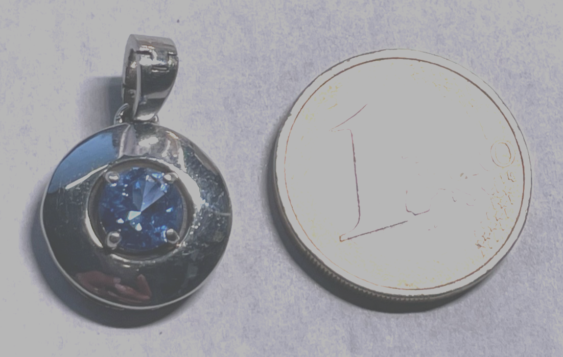 Moderner 925 Silber Clip Anhänger mit Iolith an 45,5 cm Schlangenkette Sterling10