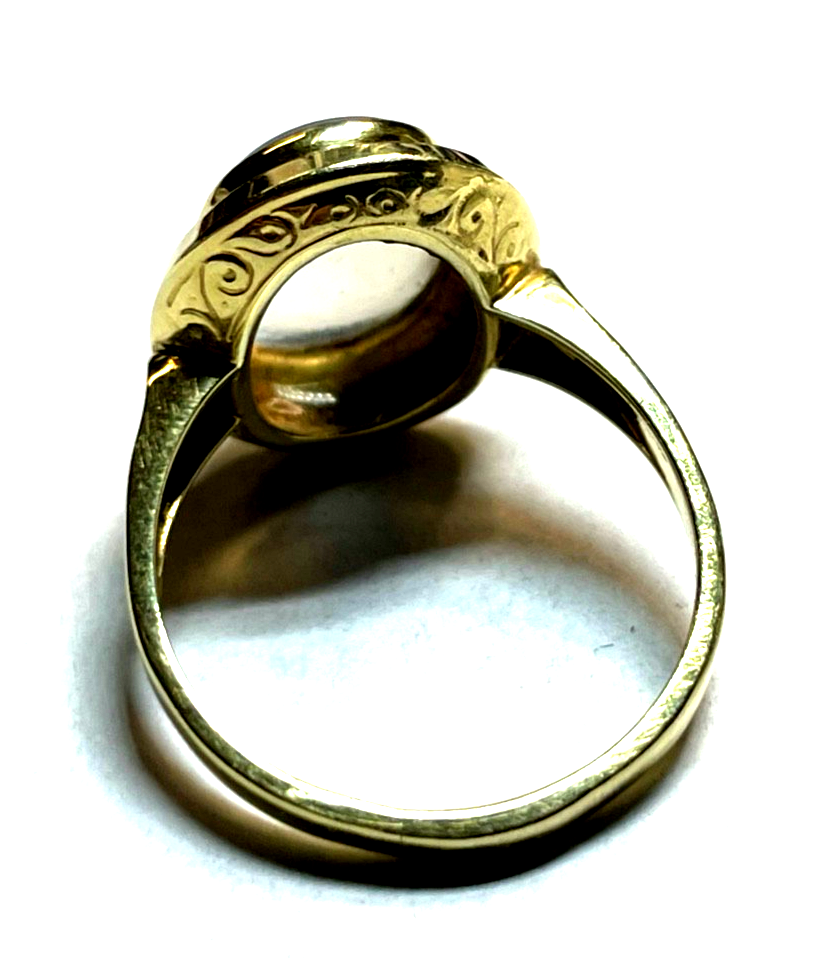 Antik aparter 585 Gold 14 K Ring mit Top Mondstein elegant RG 58 Ø 18,5 mm3