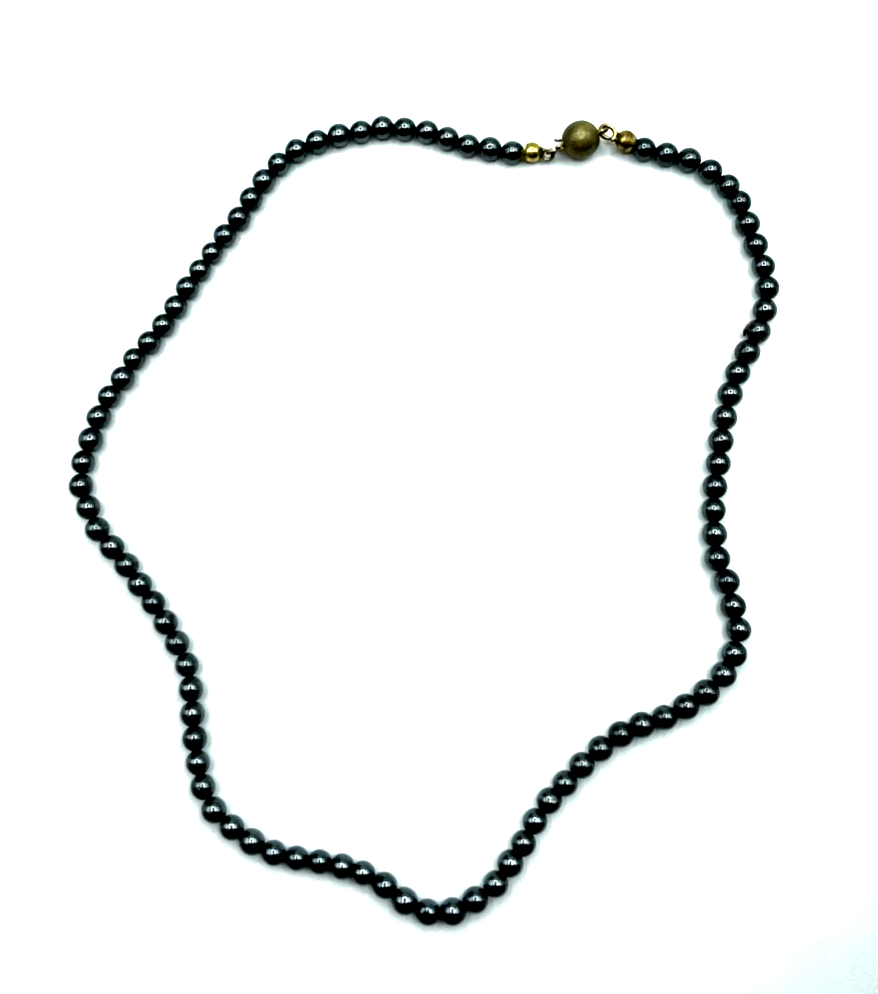 Vintage elegante Blutstein Hämatit Kugelkette 925 Silber verg. Kugelschliesse3