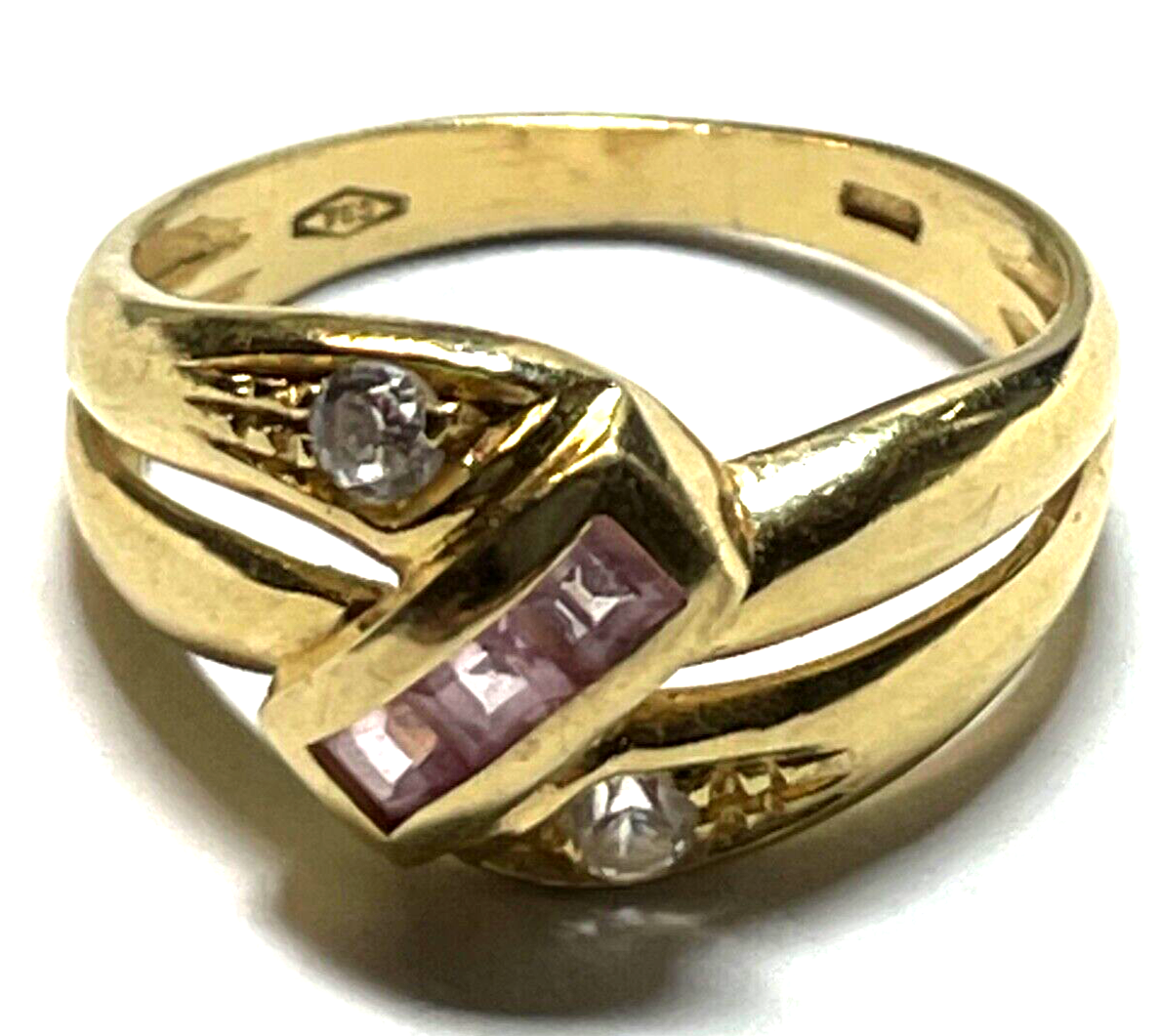 Moderner 750 Gold 18 K Ring Morganit + Moissanit  Ø 17 mm RG 53 Juwelier 3,5 Gr.0