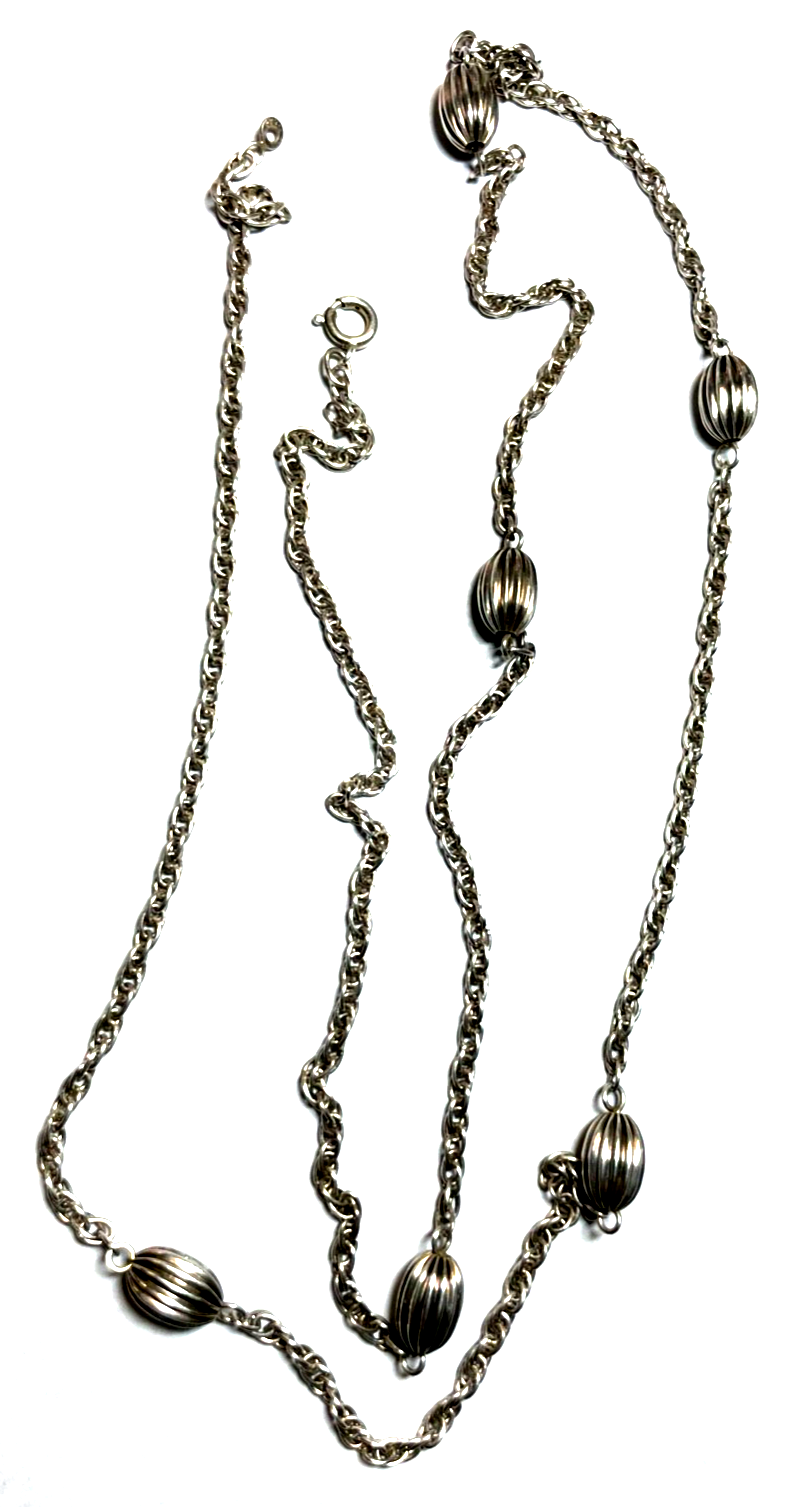 Solide gepflegte 925 Silber Halskette elegante Pulloverkette L 83 cm B 8 mm2