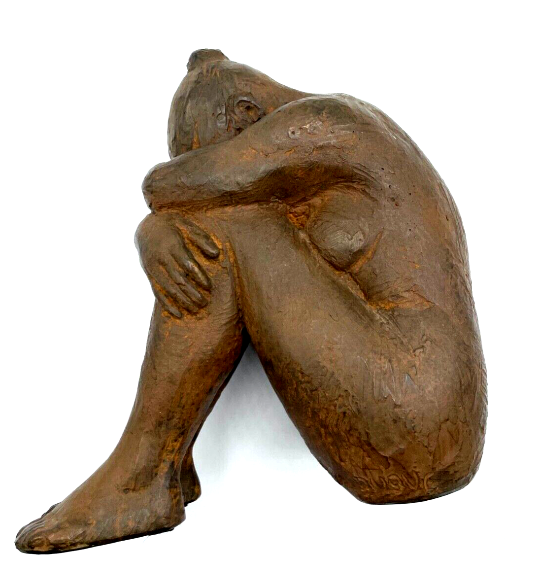 M. Duque femme nu Bronze Akt Figur einer in sich zusammengekauerten Frau 20068