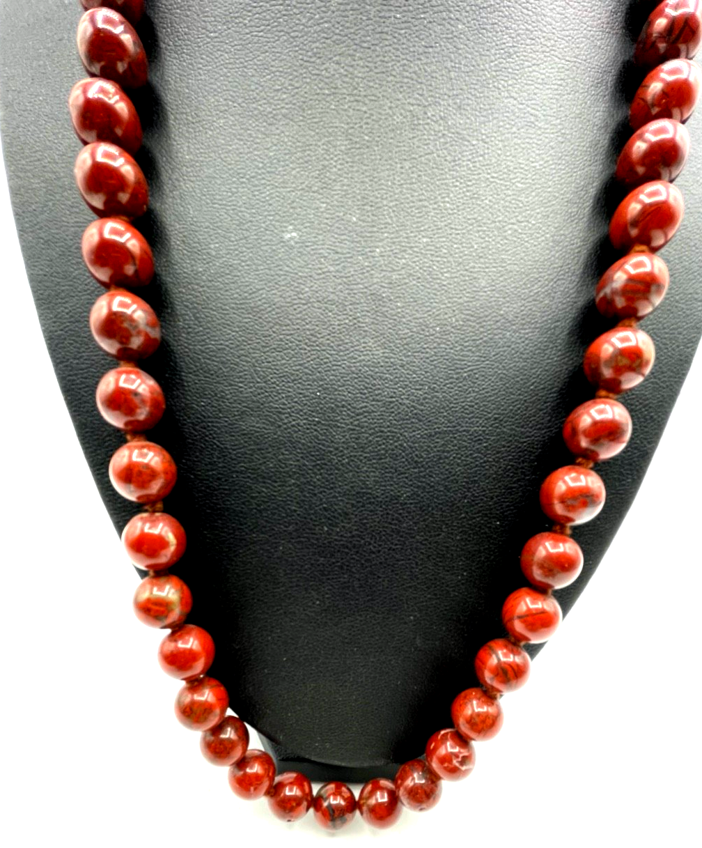 60 cm Jaspis Kugelkette roter Jaspis Kette Halskette Ø 10 mm einzeln geknotet2