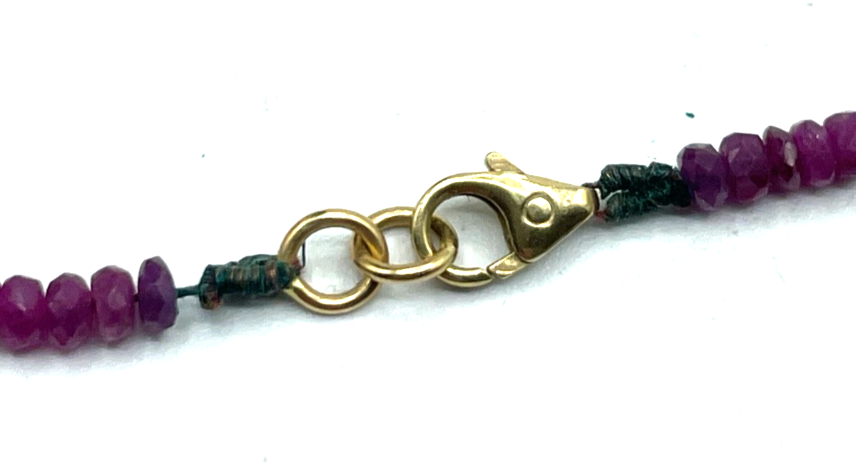 Facettierte Rubin Kette 585 Gold Collier Karabiner im Verlauf L 46cm sehr gepfl.3