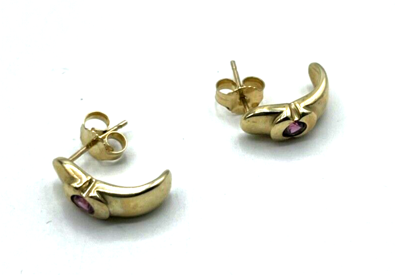 375 Gold 9 K Ohrringe Pink Rhodolith Almandin Edelstein L 14 mm B 5 mm Juwelier4
