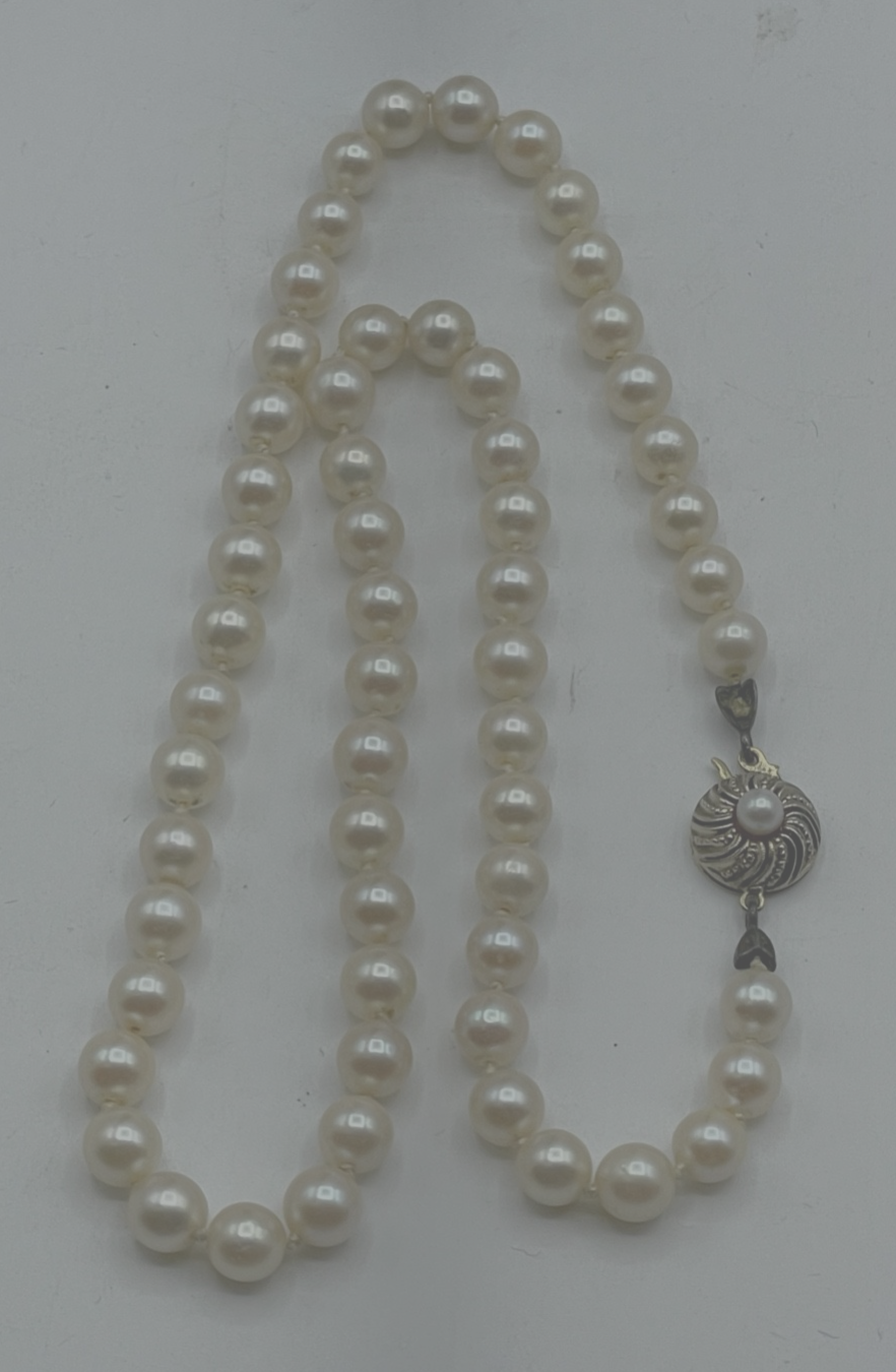 585 Gold 14 K JKa Goldschliesse bicolor an 43 cm Akoya Perlenkette Perlencollier3