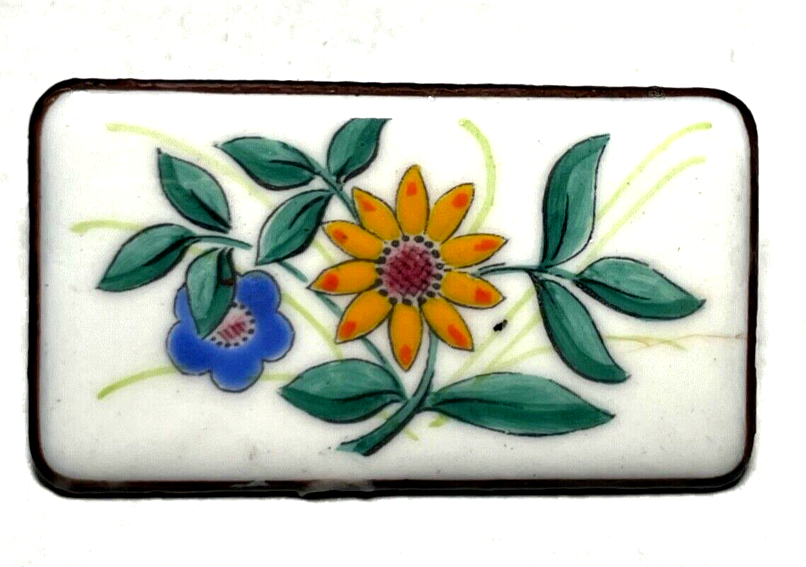 Vintage Emaille Brosche Anstecknadel Handarbeit feine Handmalerei sehr gepflegt0