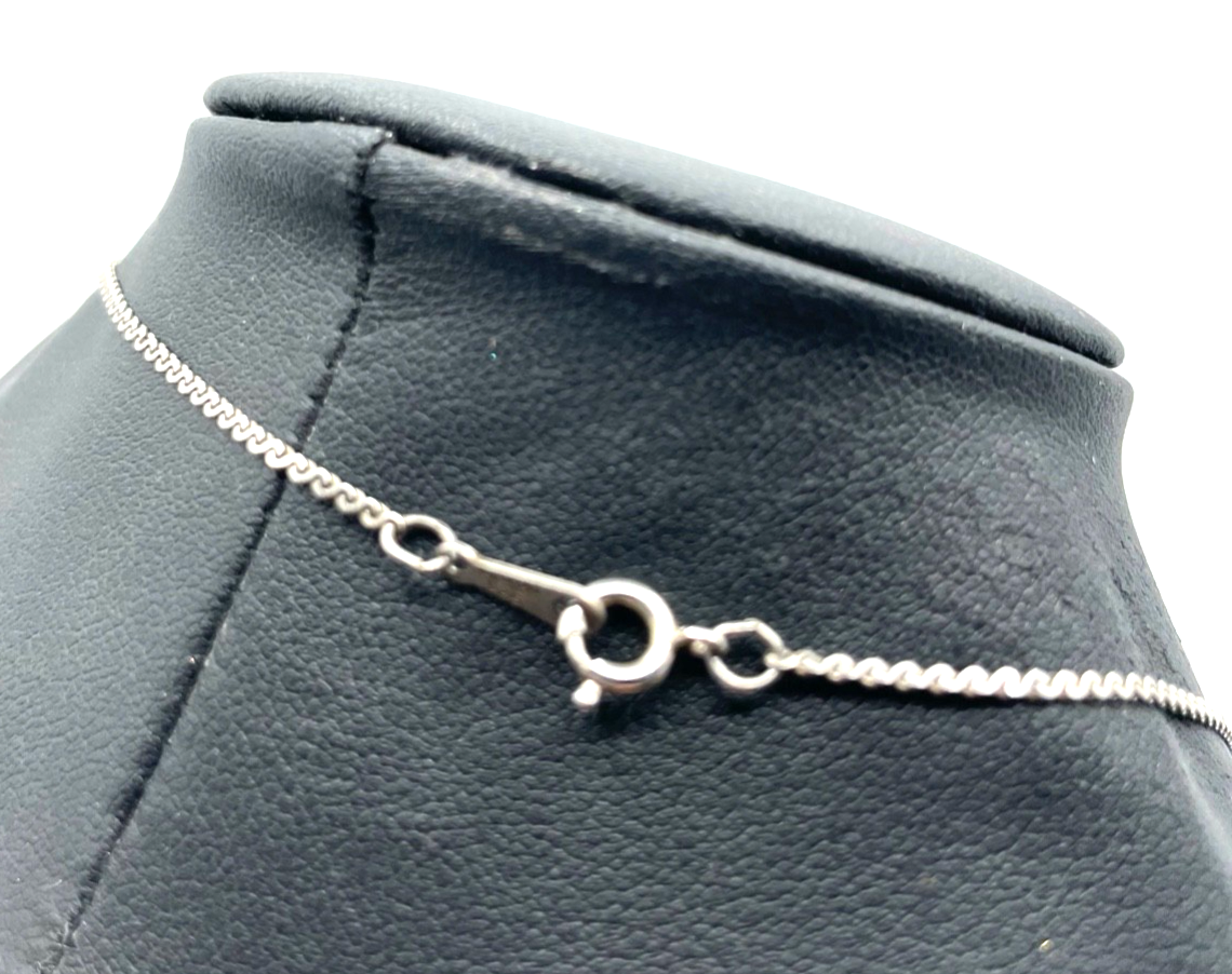Vintage AVON Schmuck in 925 Silber Kette mit Anhänger blaue Farbsteine 70erJ2