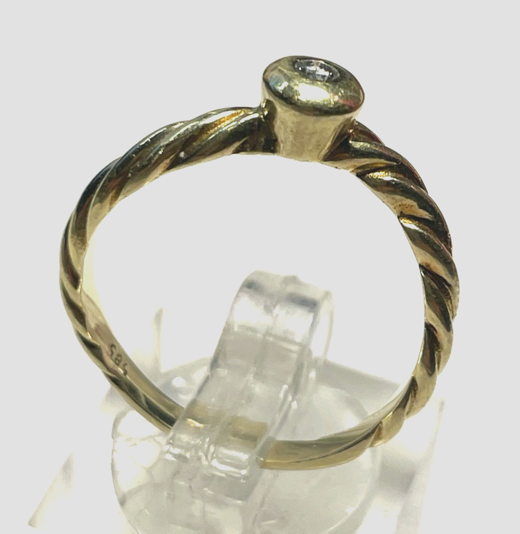 Solider massiver 585 14K Gold Ring Brillant besonders Ø 18 mm RG 57 Juwelier4