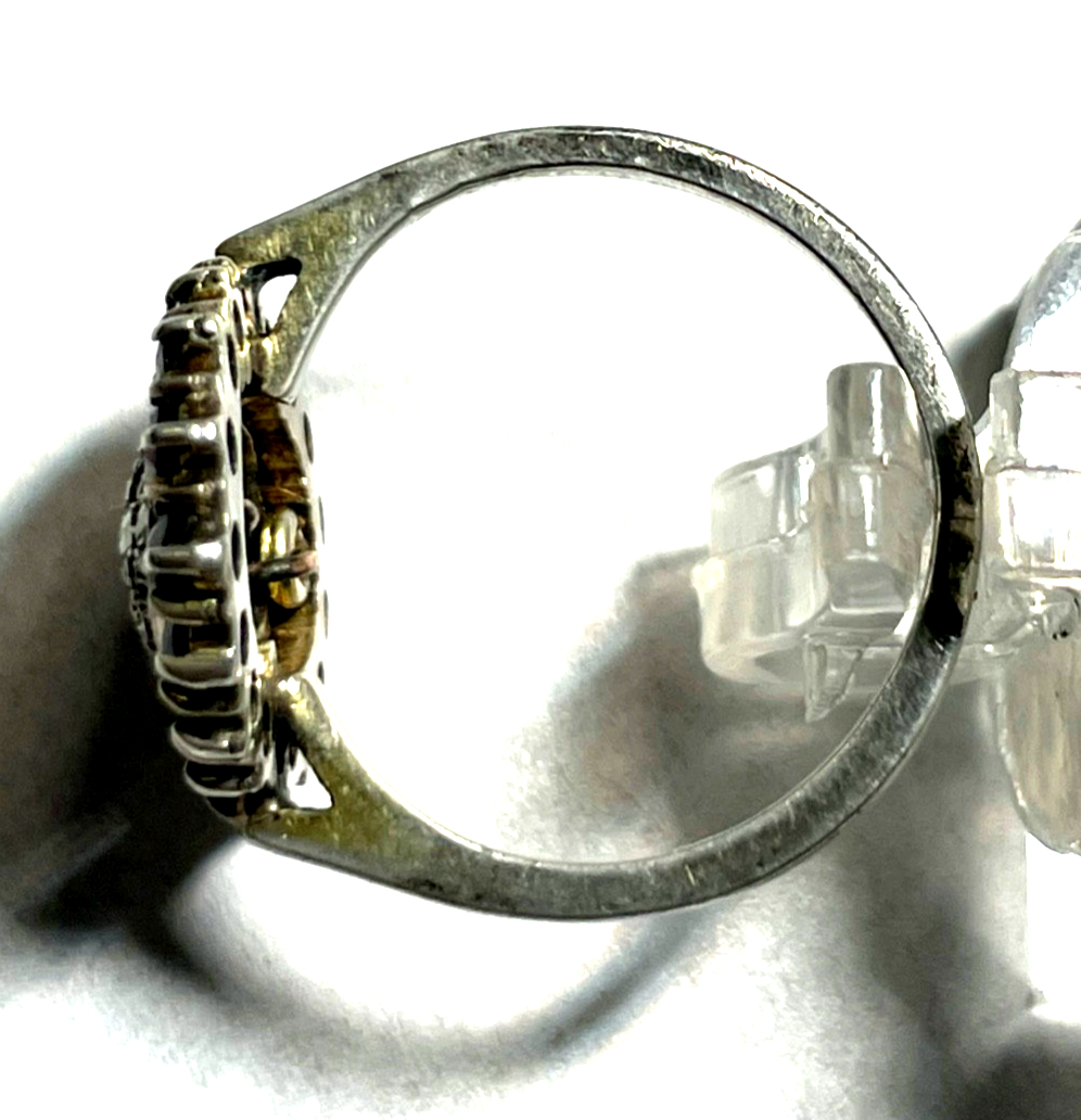 Antik 835 Silber Ring Markasiten + Granat um 1920 sehr gepflegt RG 54 Ø 17,2 mm5