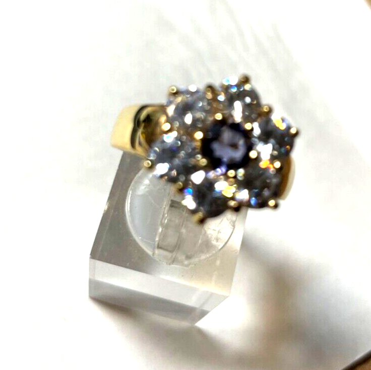 925 Silber Ring vergoldet Silberring üppig Zirkonia Amethyst Lila Ø 19 mm RG 6012