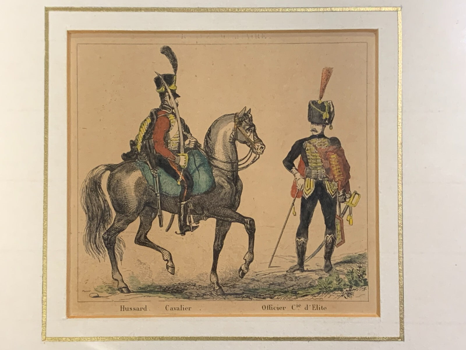 Lacauchie - Stahlstich koloriert - preußischer Hussar Kavallerie - Uniform 18001