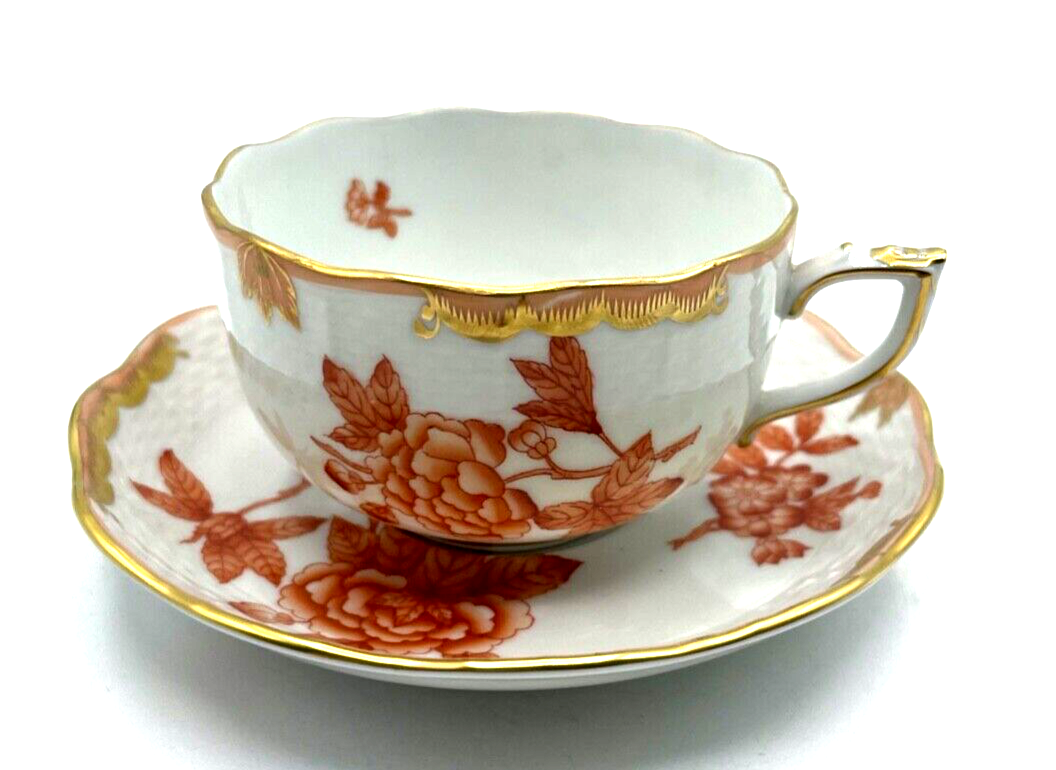 Herend Porzellan Tasse + Untertasse Fortuna Rust Cup + Saucer selten  1. WAHL0