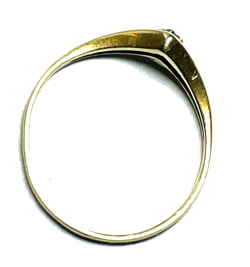 Moderner zarter 585 Gold 14 K Damen Ring kl. Diamant Ø 17 mm RG 545