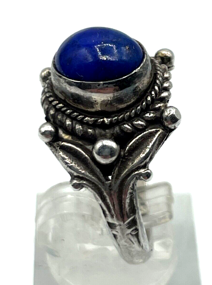 Vintage Ethno solide 925 Silber Ring Lapislazuli Cabochon Silberring Ø18,5 RG 581